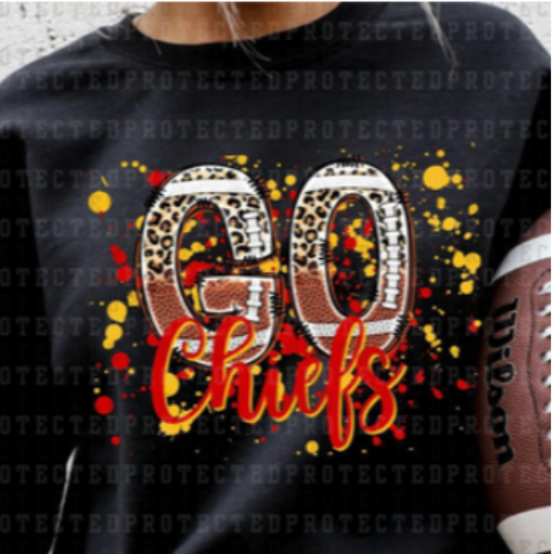 Go Chiefs Paint Splatter [Black Gildan Softstyle Tee, Gildan Crewneck Sweatshirt or Hoodie] Main Image